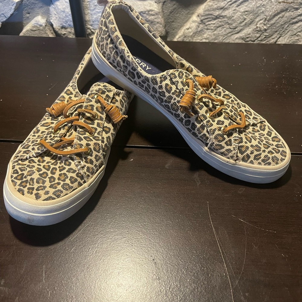 Sperry Top Slider Leopard Print Casual Sneakers